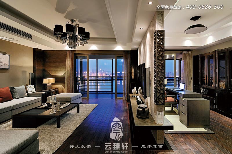 現(xiàn)代中式風(fēng)格設(shè)計的三居室客廳裝效果圖
