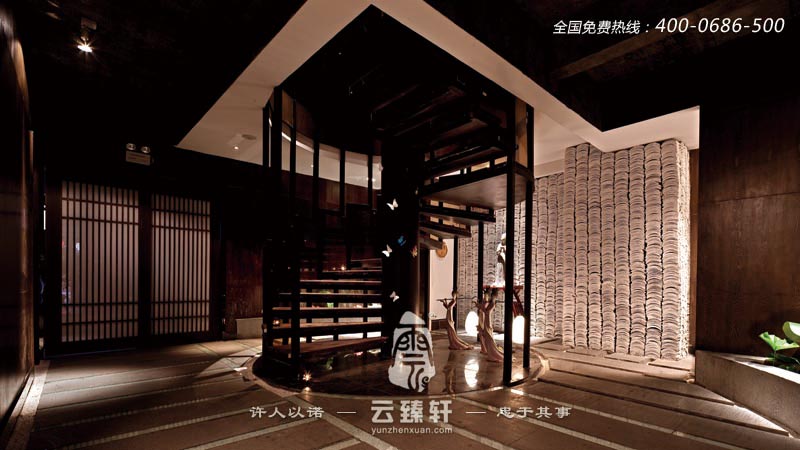 樸素優(yōu)雅禪道會(huì)所樓梯的設(shè)計(jì)裝修