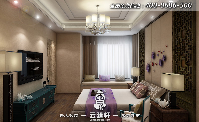 現代中式禪意主臥室裝修效果圖