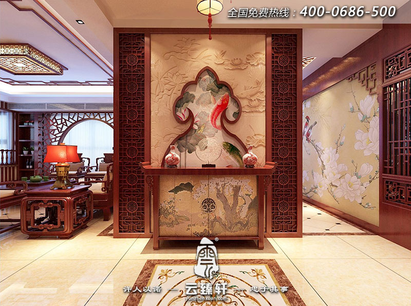 中式客廳玄關(guān)裝修風(fēng)水效果圖